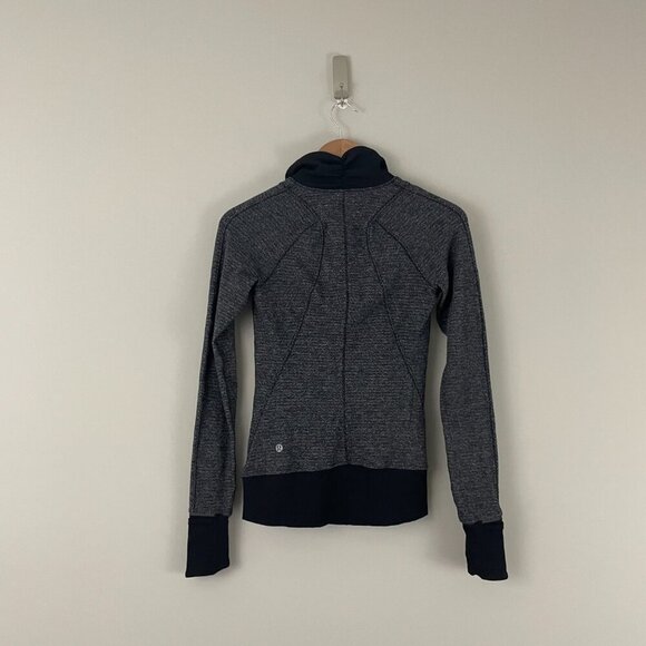 Lululemon Runderful 1/2 Zip Mini Check Pique Black Heathered Black Size 2 - Picture 2 of 7
